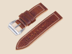 Textured brown leather Panerai strap for 44mm case, handmade front view