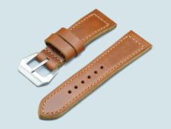 Classic Panerai Radiomir strap, thick and tan, shown in full length