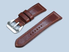 Dark brown Panerai Radiomir strap handmade with vintage buckle on PAM00183 Black Seal Radiomir.