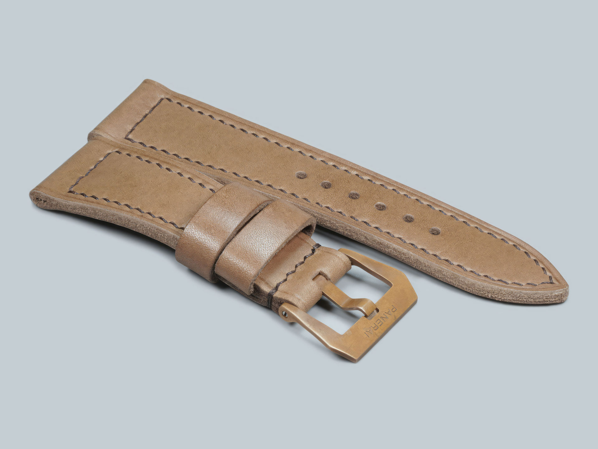 Custom Panerai Bronzo strap for PAM00968, handmade with original OEM bronze buckle fitment.