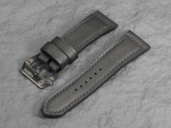 Matte black Panerai strap with traditional boxed black stitching for PAM 384 and PAM 577.