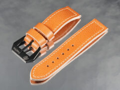 Custom handcrafted tan leather strap with black buckle for Panerai Luminor 44mm PAM05218