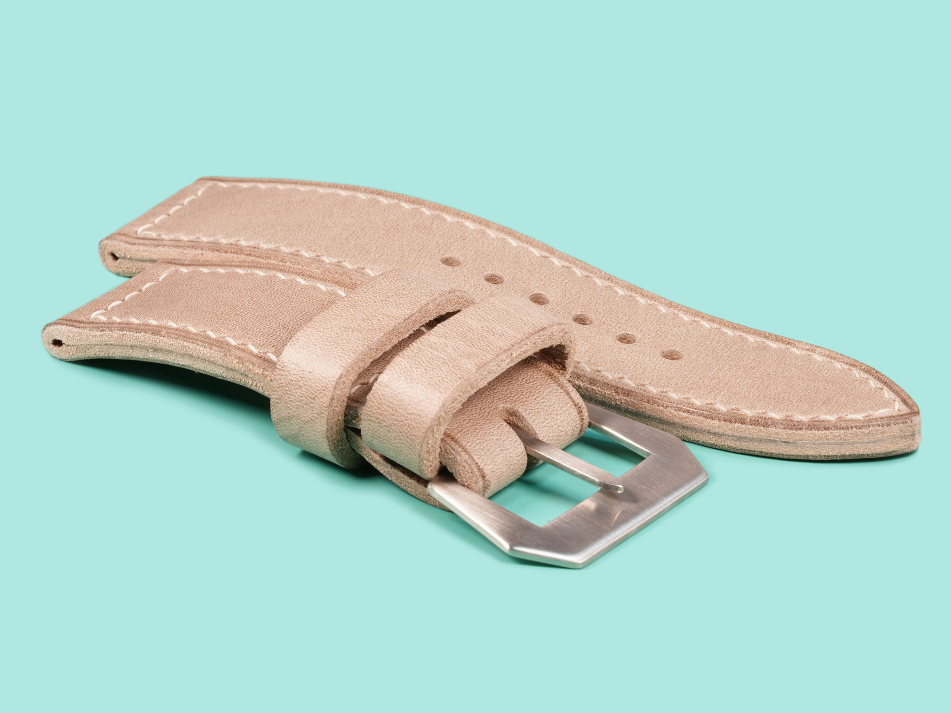 Minimalist monochrome grey Panerai Luminor strap 47mm with matching stitching.