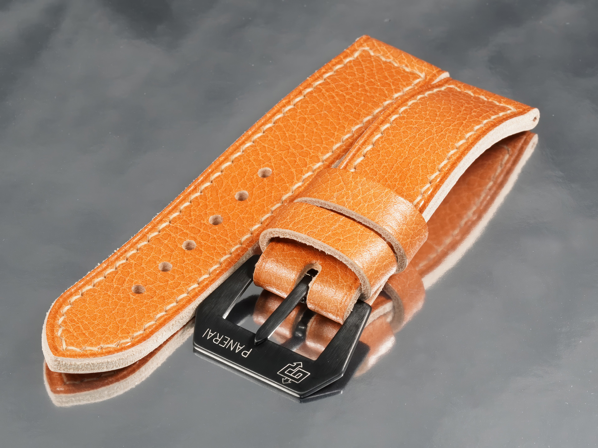44mm Panerai Luminor PAM05218 custom tan leather replacement strap from Marcello Straps