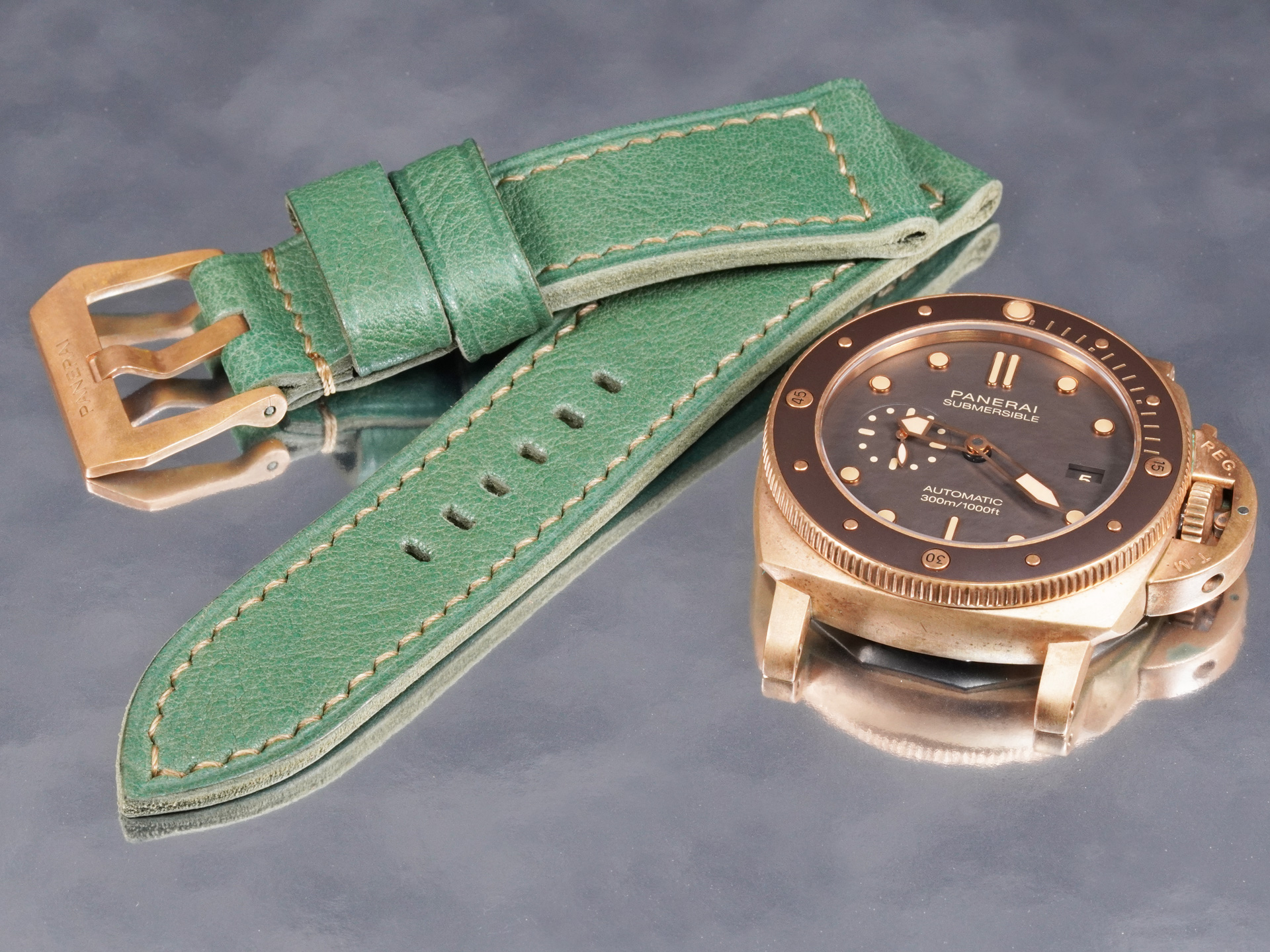 artisan-green-panerai-bronzo-strap-distressed-finish-marcello-straps