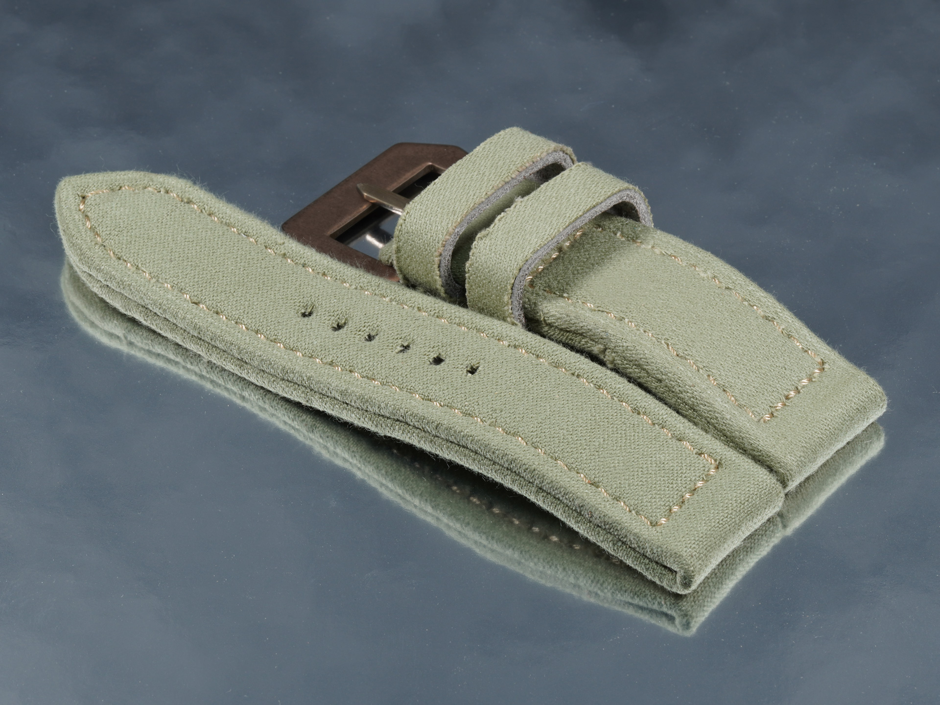 Light green canvas Panerai 44mm military style strap handmade for Panerai Luminor Marina