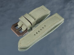 Handmade light green canvas strap 44mm fitted on Panerai Luminor Marina