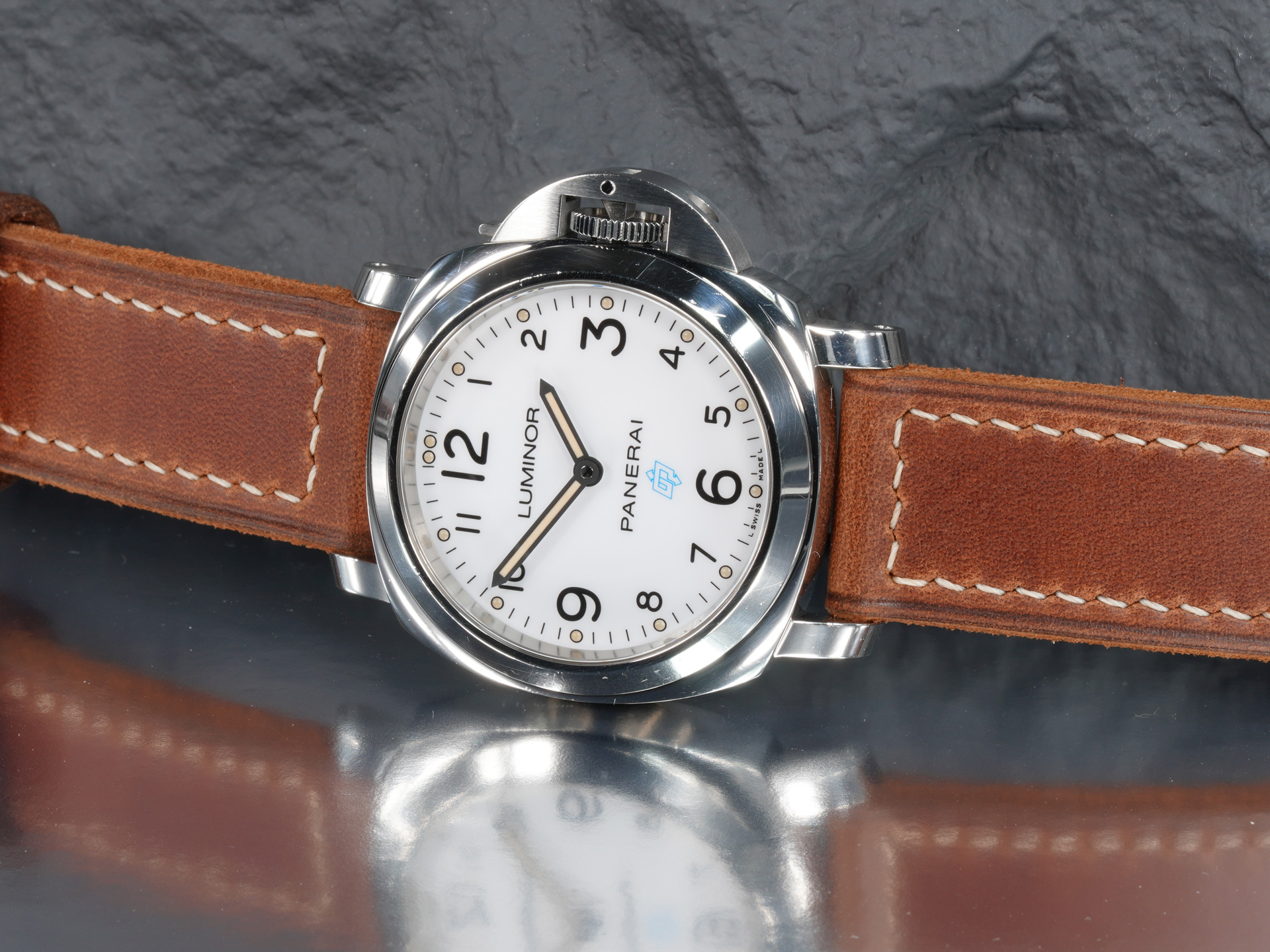 24mm handcrafted rust brown leather strap flat lay view