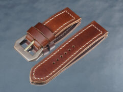 Rugged brown Panerai strap mounted on 47mm Panerai watch PAM00968 Bronzo by Marcello Straps
